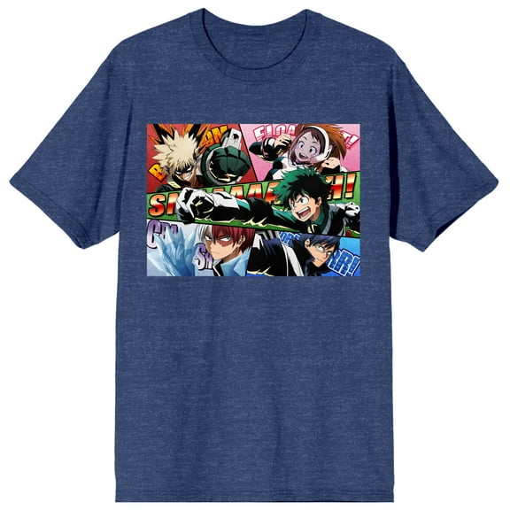 My Hero Academia Group Character Art Men's Navy Heather T-shirt-Small
