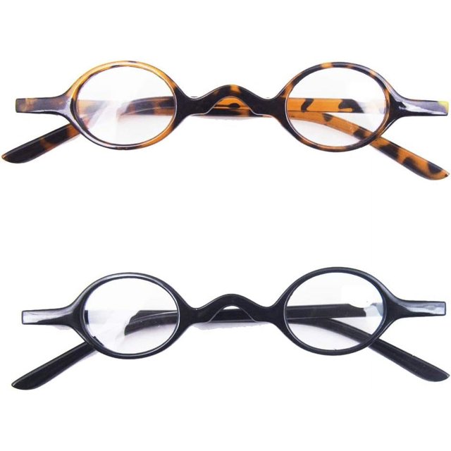 HUGFEGWE Petites Lunettes de Lecture Rondes Rétro Hommes Femmes Charnières à Ressort Lecteurs (Deux Paires/léopard + Noir, 3.5) CJB91-2841