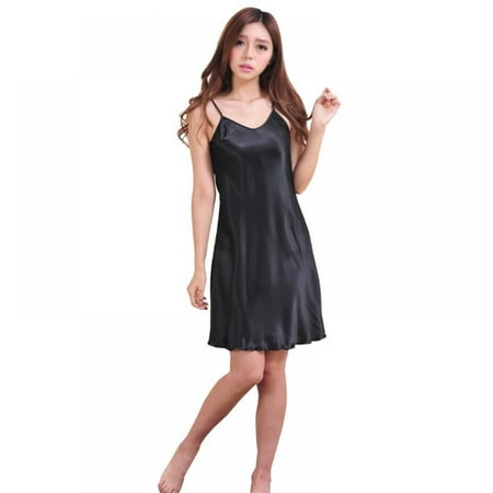 Sexy Lingerie Women Sleepwear Satin Nightgown Mini Slip Chemise Short Nightwear
