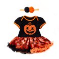 thumbnail image 1 of De Conjunto de 2 piezas de vestido de manga corta y diadema para niñas y bebés, trajes de Halloween, 1 of 8