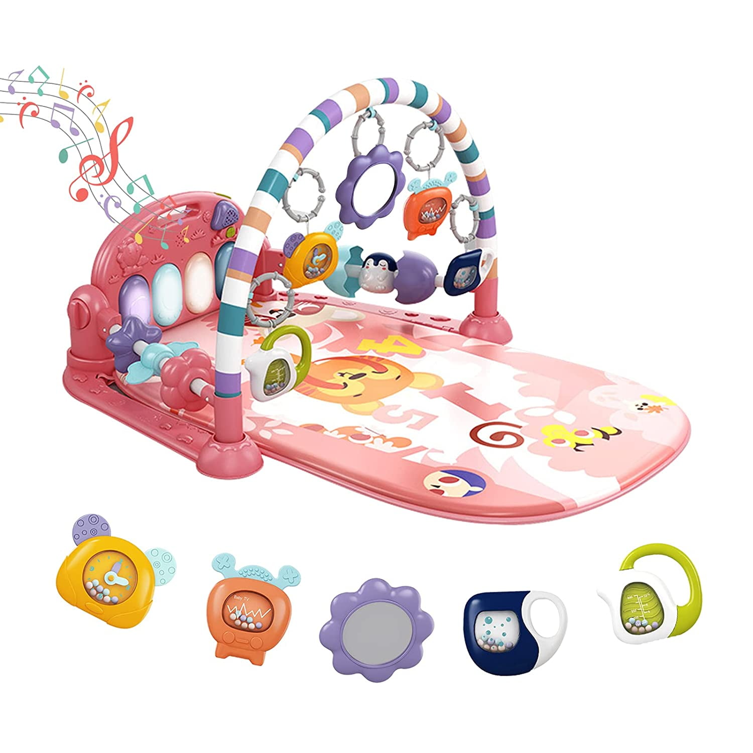Ages Newborn Bright Starts Daydream Blooms Activity Gym & Play Mat with Take-Along Toys 