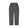 thumbnail image 5 of Lumtrix Capri Pants For Women -Below Knee Length High Waisted Stretch Bermuda Shorts With Pockets Summer Yoga Petite Cropped Pants Dark Gray L, 5 of 10