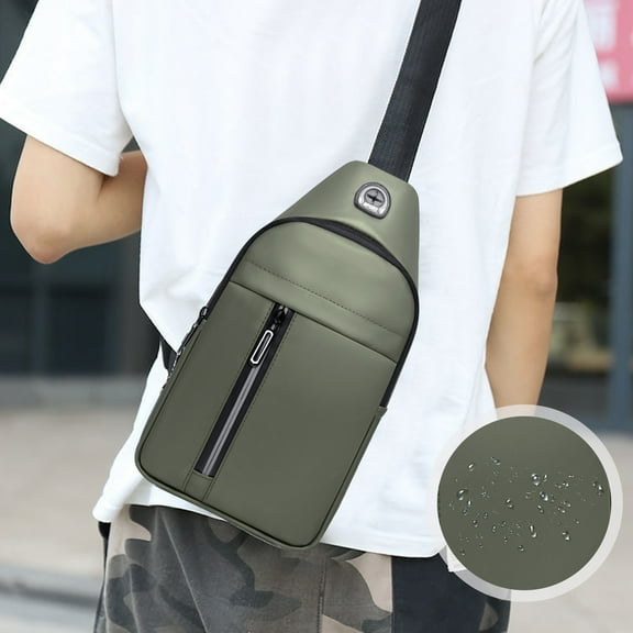 Sevevn Small Sling Bag, Crossbody Chest Shoulder Water Resistant Travel Bag for Men Women With Earphone Hole for Travel Outdoor Sports