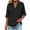 Black, variant on Cotton Linen Tops for Women 3/4 Sleeve V Neck T-Shirt with Buttons Solid Color Loose Fit Casual Summer Tees (XL, Green)