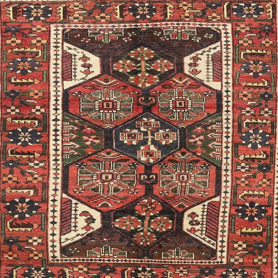 Ahgly Company Indoor Square Traditional Saffron Red Persian Area Rugs, 5' Square