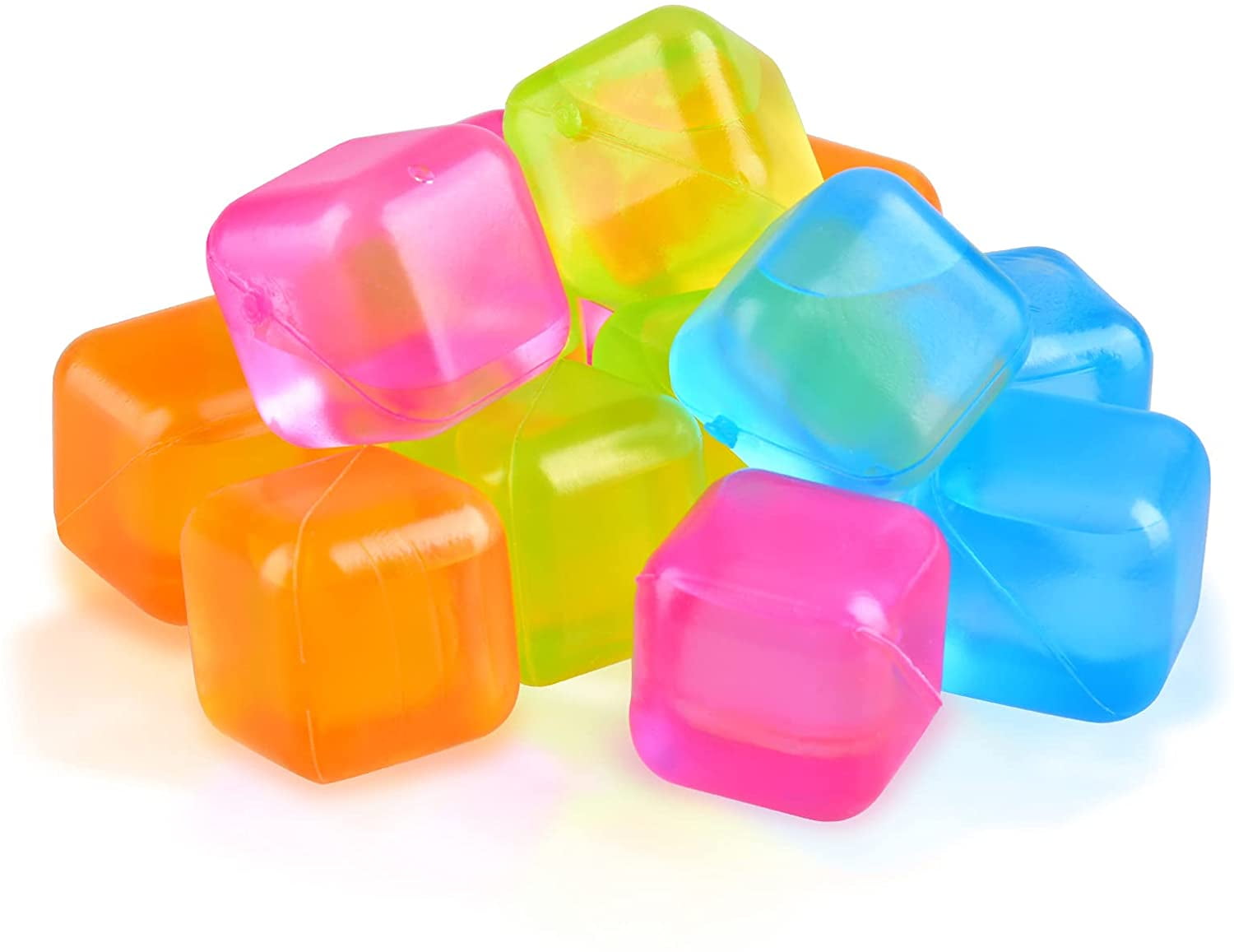 JVLM Home 24 Reusable Ice Cubes Square BPA Free Plastic Cooling Drinks Pure Water for Beer Wine Whiskey Cocktail (24 Counts Multicolor)
