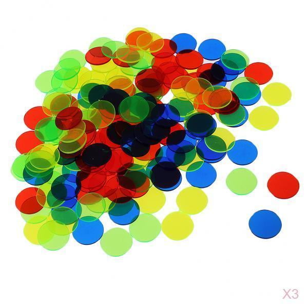 Lot de 3 x 100 compteurs de couleur transparents comptant des marqueurs de  jetons de bingo, pour cartes de jeu de bingo 