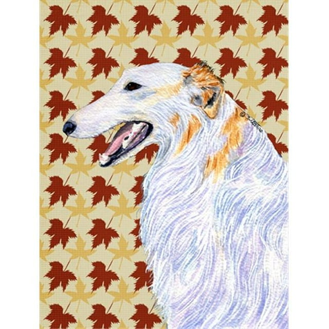 15 x 15 Po. Borzoi Automne Feuilles Portrait Drapeau Jardin Taille