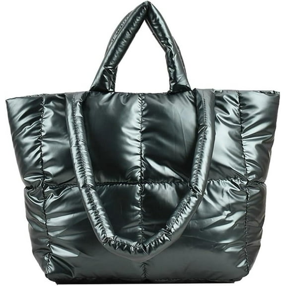 Kukuzhu Quilted Shoulder Tote Bag Women Padding Cotton Down Hobo Bag Casual Fashion Waterproof Handbag