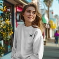 thumbnail image 5 of Dalix Butterfly Embroidery Relaxed Crewneck Sweatshirt Soft Fleece Fit Lounge Womens in White XL X-Large, 5 of 5