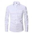 thumbnail image 3 of Japceit Chemise à Manches 3/4 Mode Homme Col Rabattu Cardigan Haut d'Affaires Chemise à Boutons, 3 of 7