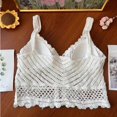 thumbnail image 4 of Women Summer Hollow-Out Knit Crochet Camisole Vest Bohemian Sleeveless V-Neck Lace-Up Front Crop Tank Top with Chest Pad, 4 of 4