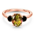 thumbnail image 3 of Gem Stone King 18K Rose Gold Plated Silver Mango Mystic Topaz and Black Diamond Engagement Ring for Women | 2.54 Cttw | Oval 9X7MM | Gemstone November Birthstone | Size 7, 3 of 6