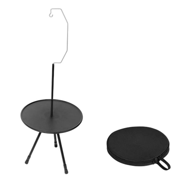 Kyusrd Outdoor Aluminum Folding Round Table Portable Adjustable Height Black Camping Coffee Table Lightweight