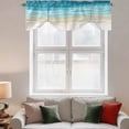thumbnail image 3 of Teal Beige Gradient Beach Tie Up Valances Curtain, Adjustable Kitchen Abstracts Seaside Ocean Wave Coastal Valances for Windows Decor, Rod Pocket Short Curtains Set for Bedroom/Bathroom, 60"x18", 3 of 9