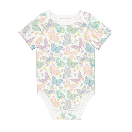 

Matuu Colorful Butterfly for Baby Short-Sleeve Bodysuit Soft Cotton Comfortable and Breathable Perfect for Newborns and Infants