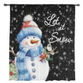 thumbnail image 2 of Christmas Snowman Semi Sheer Curtains Drapes for Living Room,Bedroom,French Doors Window 108 Inches Long,Xmas Birds Winter Snowflake Classic Black Rod Pocket Chiffon Curtain Drapery Voile Panel, 2 of 6