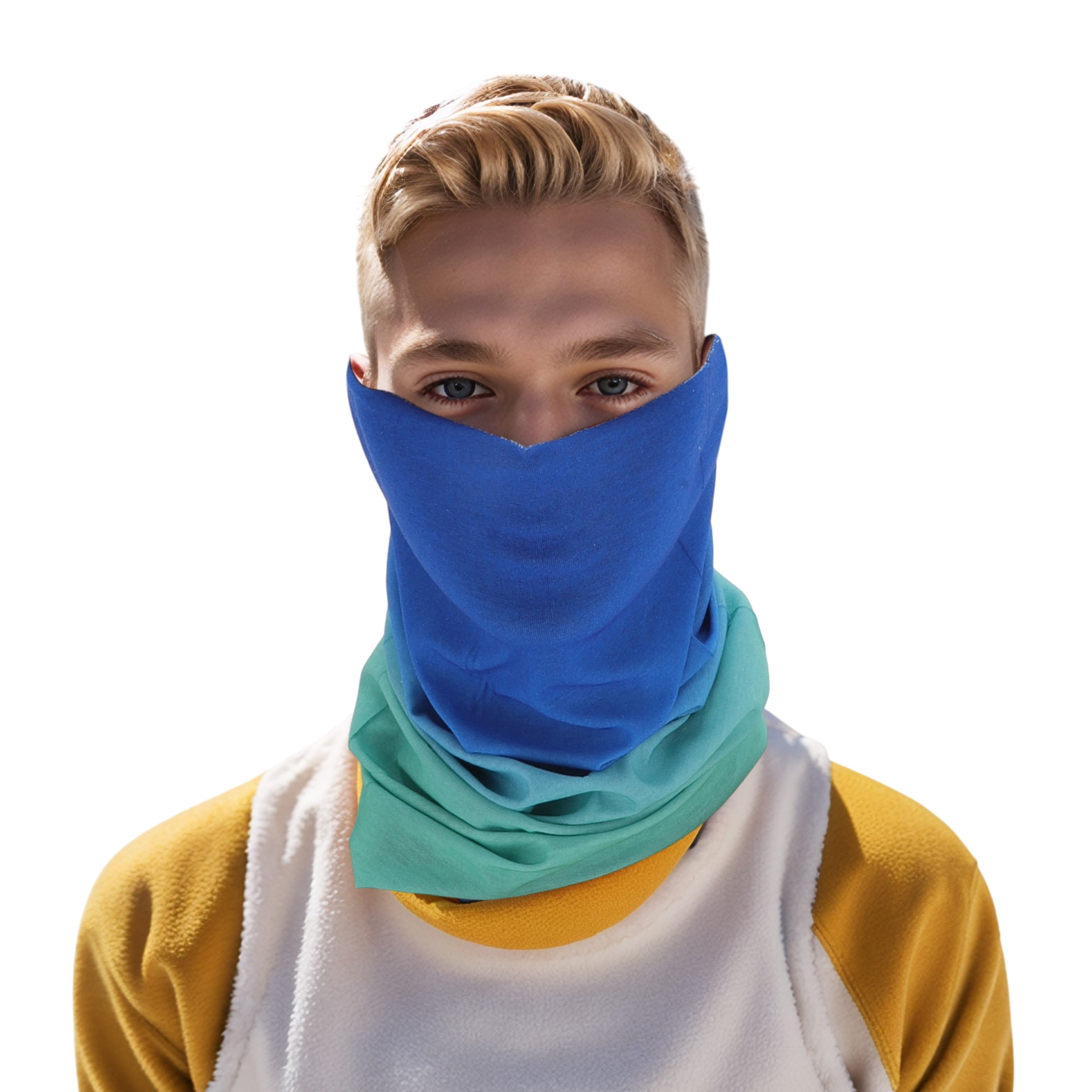 Unique Bargains Cooling Face Scarf Mask 1 Pc Green, Blue