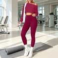 thumbnail image 5 of Xdegoge 3 Piece Sets for Women Long Sleeve Off Shoulder Top ,Sports Bra and High Waisted Tummy Control Leggings Outfits Athletic Yoga Gym Tracksuits, 5 of 7