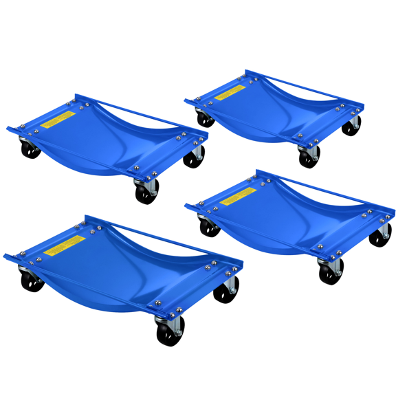 Mescukay Car Dolly Set of 4-10000LBS Capacity Heavy Duty Wheel Dollies for Moving Cars, 3.5" Steel Casters, Anti-Slip Rails, Alloy Steel (24x15in)