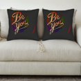thumbnail image 3 of Set of 2 18x18in Throw Pillow Covers with Vibrant ' Be You ' Design Colorful Circular Patterns on Black Background Perfect for Couch Bed Car, 3 of 8