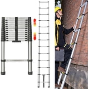 Dayplus 12.5FT/3.8M Stainless Steel Telescopic Ladder Foldable Telescoping Extension Ladder Loft Ladder 330lb Load