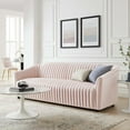 thumbnail image 2 of Tufted Sofa, Pink, Velvet, Modern Contemporary, Mid Century Living Hotel Lounge Cafe Lobby, 2 of 8