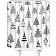 thumbnail image 3 of Christmas Tree Shower Curtain Black White Xmas Tree Abstract Cute Cartoon Winter Holiday Bathroom Decor Curtain with Hooks,Black White, 3 of 4