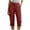 Wine, variant on USNSM Women's Casual Cargo Pants Trendy Solid Color Straight Button Cuffed Pants Cotton Soft Comfortable Capri Pants with Pockets Gray S
