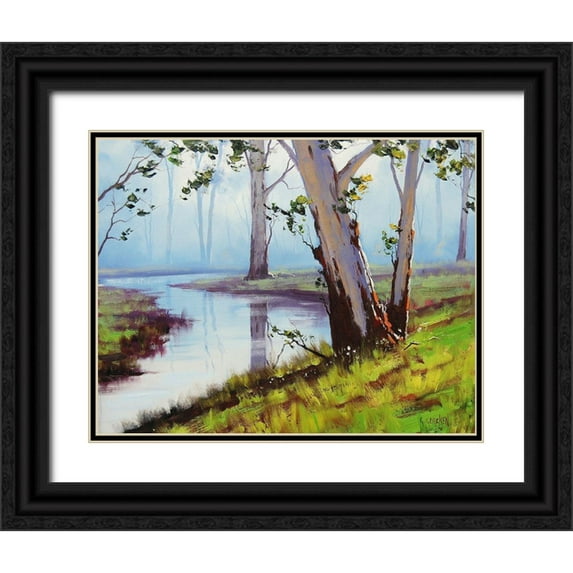 Gercken, Graham 14x12 Black Ornate Wood Framed with Double Matting Museum Art Print Titled - Riverside Gums