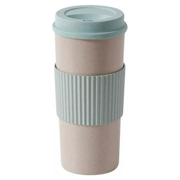 Rice Husk Fibre, BPA-Free, Double Wall Insulation Reusable Coffee Cups, On-The-Go Travel Mug, Screw Tight Lid, Textured Grip, Ultra Lightweight