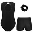 thumbnail image 2 of Hansber Kids Girls Ballet Dance Unitard Gymnastics Leotard Biketard with Shorts Headband Set Practice Activewear Black 16, 2 of 5
