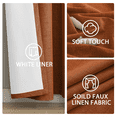 thumbnail image 4 of Yakamok Burnt Orange Linen Curtains 100% Blackout 84 Inches Long,Room Darkening Textured Curtains for Living Room Thermal Grommet Bedroom Curtains 2 Panels with Greyish White Liner, 4 of 7