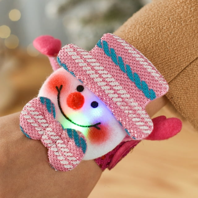 Fiudx Pulsera Led Navideña con Diseño de Papá Noel, Muñeco de Nieve, Reno y Oso de Hielo, Luces Multicolor Intermitentes, Multifuncional, Decoración para Fiestas, Árbol de Navidad, 22 X 3 Cm.