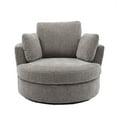 thumbnail image 6 of Swivel Accent Barrel Chair, 42.2" Modern Chenille Upholstered Oversized Arm Chair with 3 Removable Pillows and Metal Base 360 Degree Swivel Round Sofa Cozy Club Chair for Living Room, Gray, 6 of 7