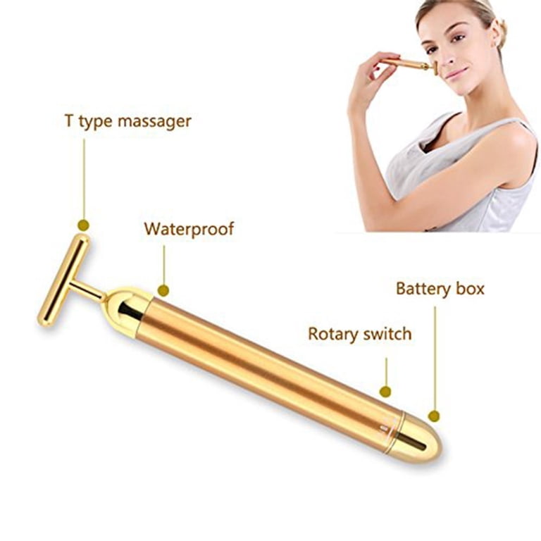 Beauty Bar 24k Golden Pulse Facial Massager, T-Shape Electric Sign