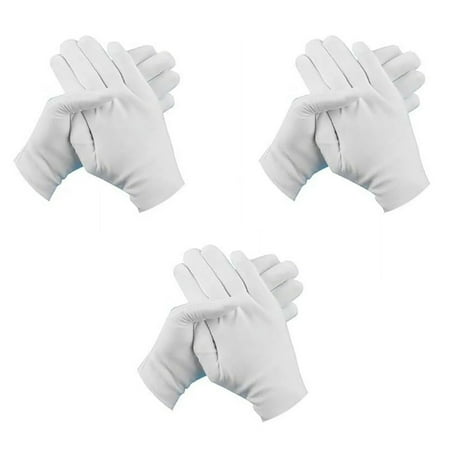 

Hilehuti Gloves 3 Pairs Of White Cotton Gloves Breathable Work Jewelry Inspection Etiquette Gloves Protective Gear S
