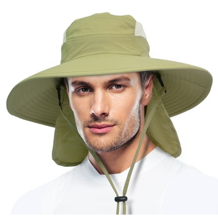 Split Bill Cap - Solaris Fishing Cap UV Sun Protection Wide Brim Hat with Removable Bill Neck Flap for Men Women Safari Hiking Hunting Boating Camping and Outdoor Adventures