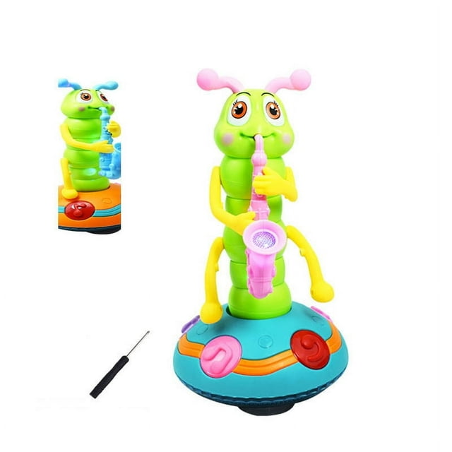 Xihbxyly Saxofón Bailarín de Juguete, con Luz Led y Música, Evita Obstáculos Automáticamente, Oruga Interactiva, Decoración Divertida para El Hogar, Regalo para Niños Pequeños, Tamaño 25 X 14 Cm