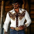 thumbnail image 2 of xfsWaSs Men's Western Cowboy Shirts Retro Print Western Shirt Long Sleeve Cowboy Collared Button Down Tops Casual Blouses Festival Party Shirts, 2 of 4