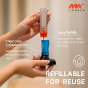MK Refillable Mini Butane Torch Lighter with Adjustable Flame, Safety Lock, 1 Pack, Assorted Colors