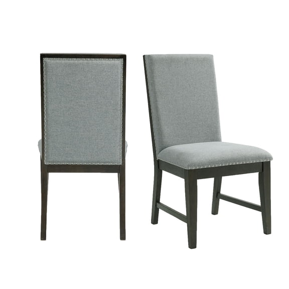 Holden Side Chairs Set - Gray Upholstered Armless Dining Chairs with Chrome Trim - Modern Accent Chairs (2-Pack)