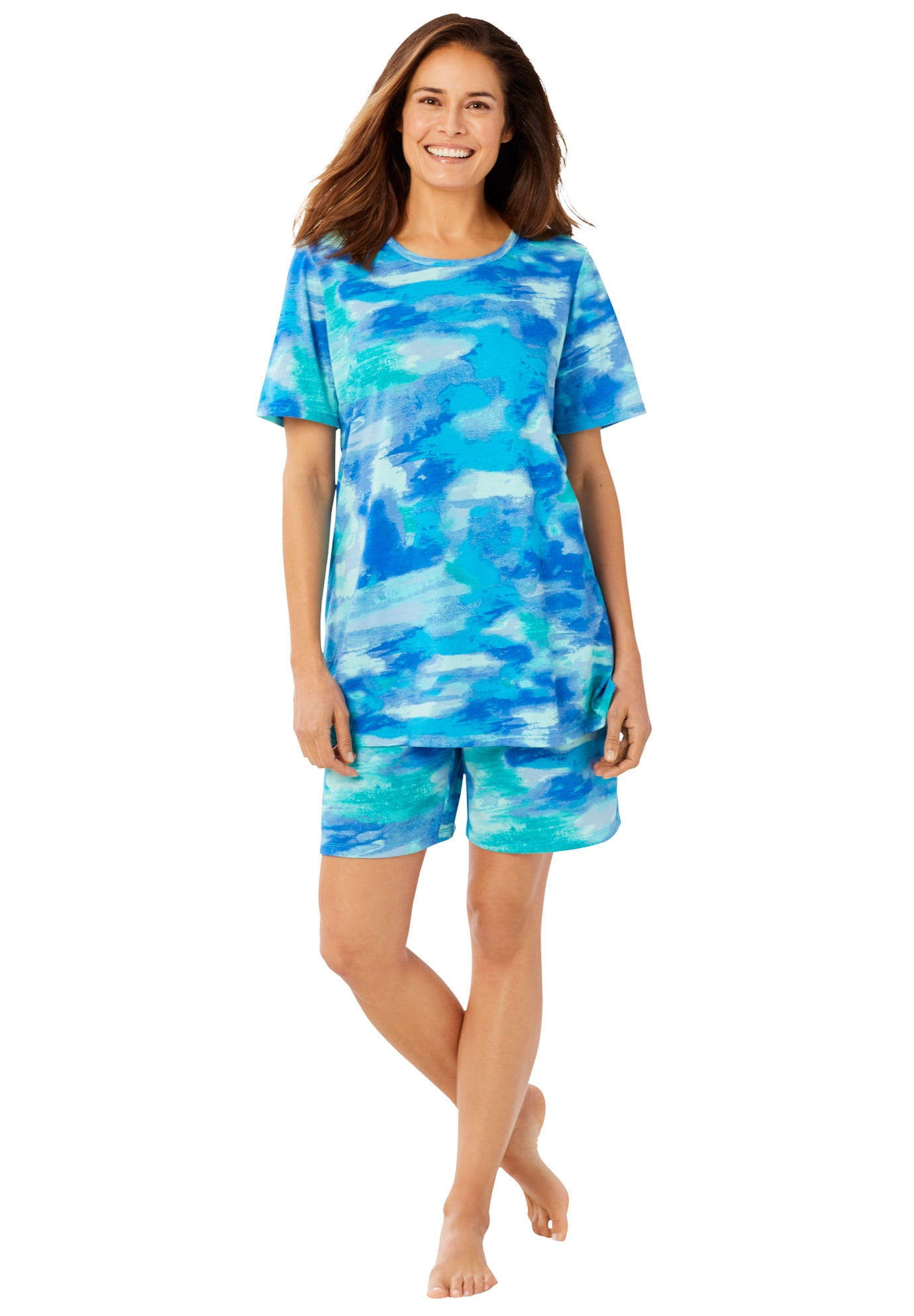 Dreams & Co. Women's Plus Size Knit Pj Short Set Pajamas - Walmart.com