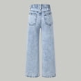 thumbnail image 4 of kpoplk Girls Baggy Wide Leg Jeans High Waisted Denim Pants with Pockets Y2K Casual Cool(Light Blue,9-10 Y), 4 of 6