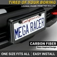 thumbnail image 2 of Mega Racer Carbon Fiber Design License Plate Frames (2 Pack) – Stainless Steel, Slim Top Wide Bottom Design, Rattle-Free Front or Rear Plate Holders with Black Screw Caps, 2 of 6