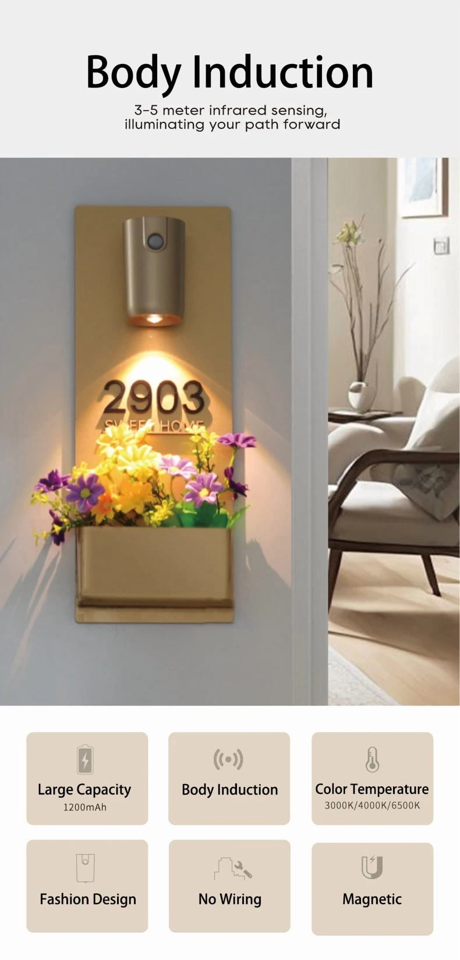 LED Motion Sensor Wall Light Magnetic Mounted USB Rechargeable Night Lamp Dimmable Ambient Lighting for Hallway Stairs Bedroom