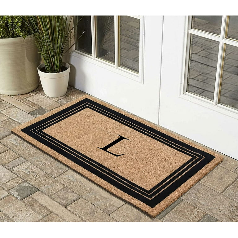 A1HC Natural Coir Monogrammed Entrance Door Mats, Durable Large Outdoor Rug,  Non-Slip, Flock Doormat, Thin-Profile Heavy Duty Door Mat, Indoor Outdoor  Front Door, High Traffic Areas, 24 X 39 