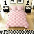 thumbnail image 2 of Erosebridal Plaid Buffalo Bedding Twin Size, Pink Checkered Bed in a Bag Twin size, Rectangle Room Decor, Reversible 7-Piece, 2 of 5
