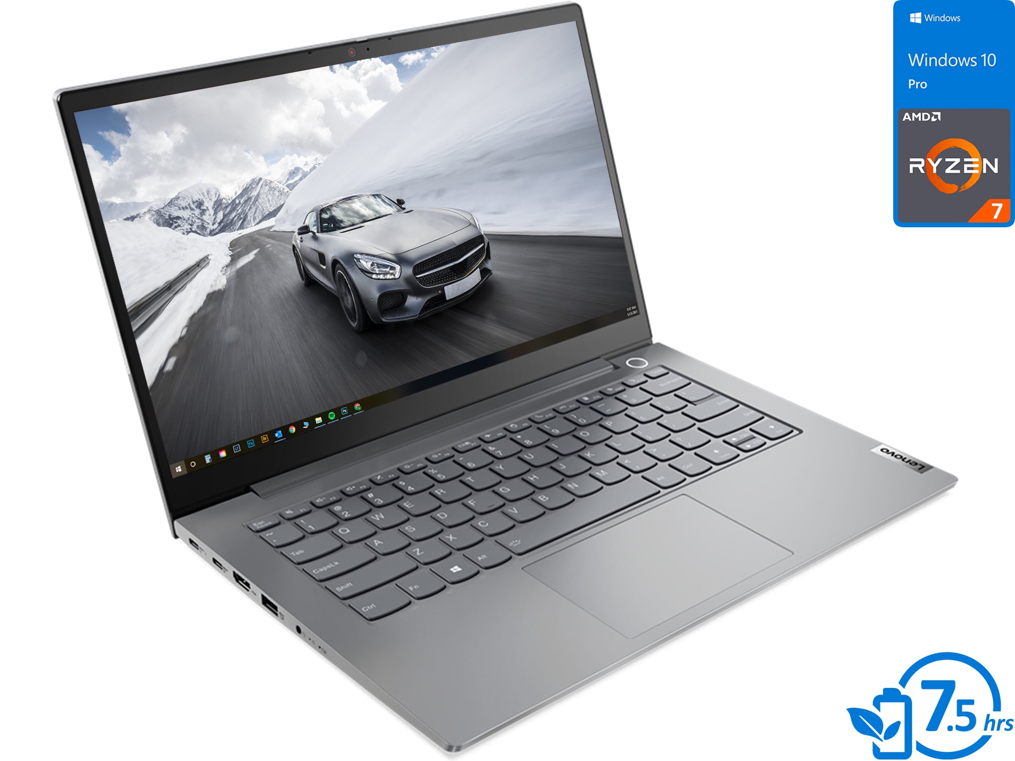 thinkBook G3 Laptop, 14" FHD Display, Ryzen 7 5700U Upto 4.3GHz, 24GB RAM, 2TB NVMe SSD, Vega 8, HDMI, DIsplayPort via USB-C, Card Reader, Wi-Fi, Bluetooth, Windows 10 Pro