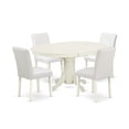 thumbnail image 2 of East West Furniture Avon 5-piece Wood Dining Set with Leather Seat in White, 2 of 5